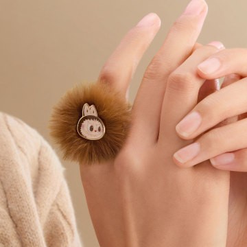 Warm Fluffy Holiday Series-LABUBU Pompom Ring - Image 4