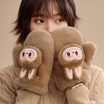 Warm Fluffy Holiday Series- Labubu Plush Gloves - Image 3