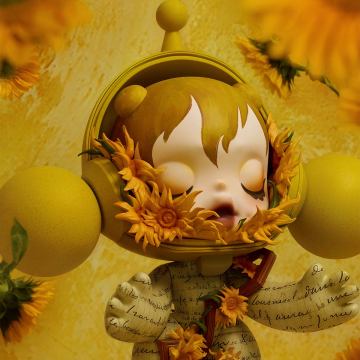 MEGA α SKULLPANDA 1000% Van Gogh Museum Sunflowers - Image 2