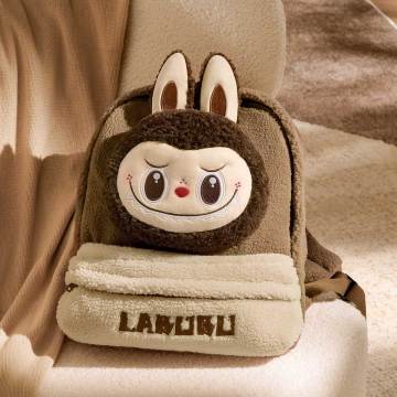 Classic Bag Series-labubu Berber Fleece Backpack (Brown) - Image 3