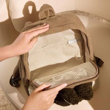 Classic Bag Series-labubu Berber Fleece Backpack (Brown) - Image 2
